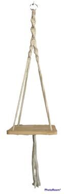 NWT Ashland 31.5" Ivory Hanging Macrame Rope Plant Shelf Tassels Boho 60s 70s